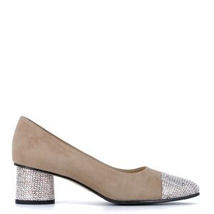 Brunate Nut Leather & Suede Pumps Patterned Toe & Heel Made in Italy SZ 6